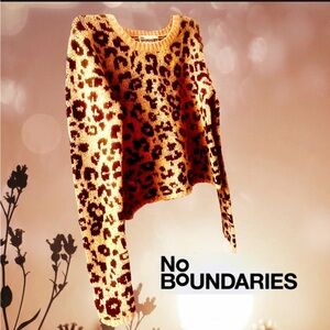 No Boundaries Leopard Crop Sweater